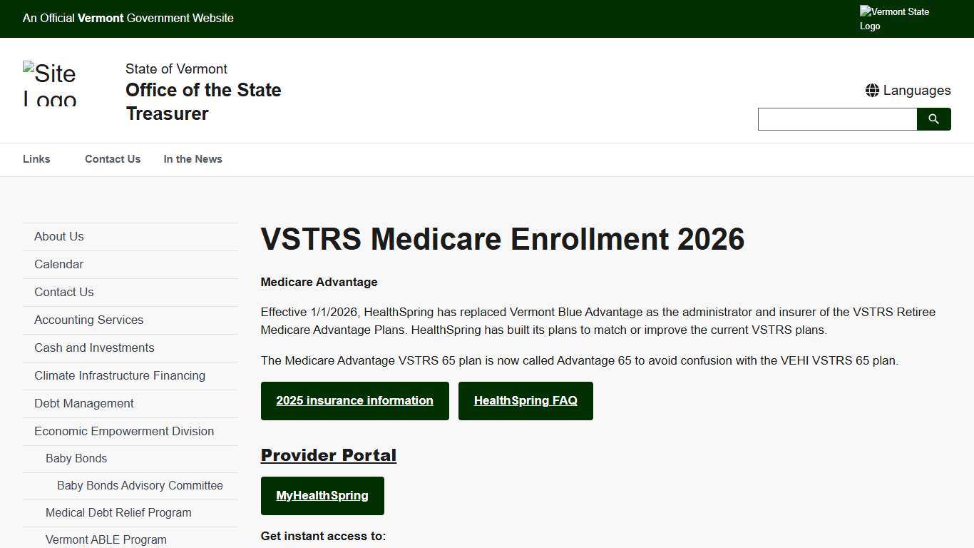 VSTRS Medicare Enrollment 2026 Office of the State Treasurer
